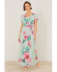 Yumi' - Mint Mesh Floral Maxi Dress - Lyst