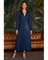 Yumi' - Sequin Long Sleeve Midi Dress - Lyst