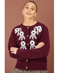 Yumi' - Floral Embroidered Cardigan - Lyst