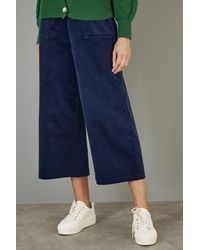 Yumi' - Cord Cropped Wide Leg Trousers With Pockets - Lyst