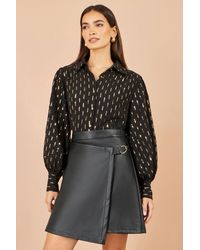 Yumi' - Faux Leather Wrap Skirt - Lyst