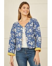 Yumi' - Floral Reversible Cotton Quilted Jacket - Lyst
