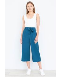 Yumi' - Linen Mix Cropped Trousers With Tie Belt - Lyst