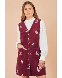 Yumi' - Crane Embroidery Button Up Pinafore Dress - Lyst