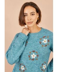 Yumi' - Patch Floral Embroidered Relaxed Jumper - Lyst