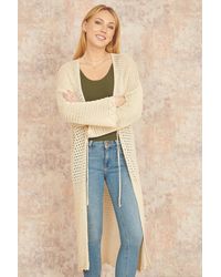 Yumi' - Crochet Long Line Cardigan With Ties Front - Lyst