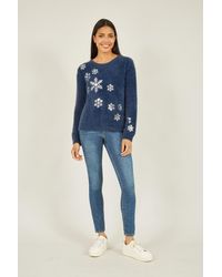 Yumi' - Sequin Snowflake Fluffy Jumper - Lyst
