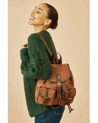 Yumi' - Faux Suede Pocket Rucksack - Lyst