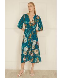 Yumi' - Watercolour Dip Hem Midi Wrap Dress - Lyst