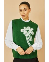 Yumi' - Knitted Flower Sleeveless Jumper Vest - Lyst