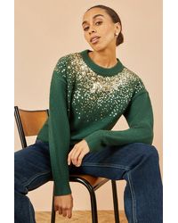 Yumi' - Relaxed Knitted Jumper With Scattered Sequin Neckline - Lyst