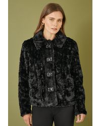 Yumi' - Luxe Textured Faux Fur Jacket With Pockets - Lyst