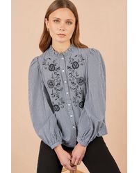 Yumi' - Cotton Gingham Embroidered Shirt - Lyst