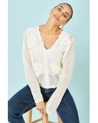 Yumi' - Flower Crochet Cardigan - Lyst