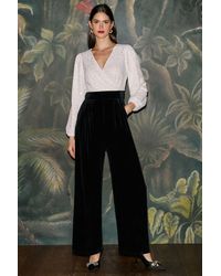 Yumi' - Embellished Pearl Sequin Velvet Jumpsuit - Lyst