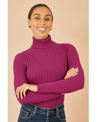 Yumi' - Ribbed Knit Roll Neck Jumper - Lyst