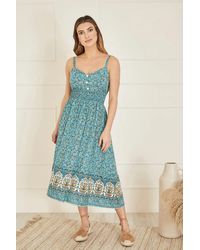 Yumi' - Border Floral Midi Sundress - Lyst