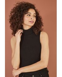 Yumi' - Knitted Roll Neck Sleeveless Jumper - Lyst