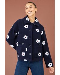 Yumi' - Embroidered Daisy Fleece Jacket - Lyst