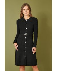 Yumi' - Rib Knit Midi Shirt Dress With Snaffle Belt - Lyst