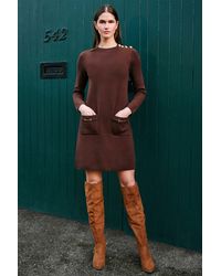Yumi' - Knitted Tunic Dress With Hardware Details - Lyst