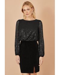 Yumi' - Sequin And Velvet Mini Dress - Lyst