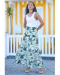 Yumi' - Animal Print Cotton Tiered Maxi Skirt - Lyst
