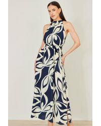 Yumi' - Geo Swirl Print Halter Maxi Dress - Lyst