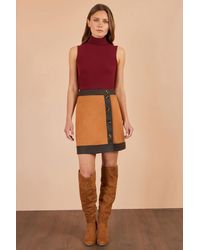 Yumi' - Faux Suede Border Skirt - Lyst