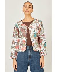 Yumi' - Peacock Print Reversible Cotton Quilted Jacket - Lyst