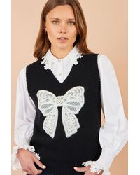 Yumi' - Lace Bow Knitted Pullover - Lyst