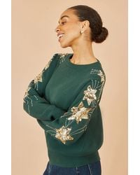 Yumi' - Relaxed Fit Jumper With Sequin Star Sleeves - Lyst