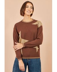 Yumi' - Viscose Star Relaxed Jumper With Sparkle - Lyst