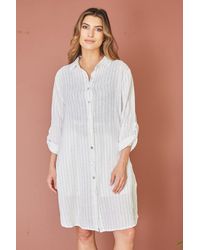 Yumi' - Stripe Linen Relaxed Fit Longline Shirt - Lyst