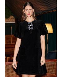Yumi' - Velvet Embellished Bow Tunic Dress - Lyst
