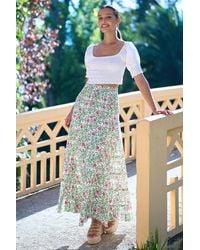 Yumi' - Boho Print Cotton Floral Maxi Skirt - Lyst