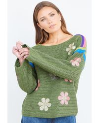Yumi' - Crochet Flower Jumper - Lyst