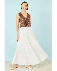 Yumi' - Double Cotton Tiered Boho Maxi Skirt - Lyst