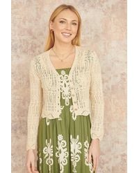 Yumi' - Crochet Knitted Cropped Cardigan - Lyst