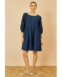 Yumi' - Cotton Tunic With Broderie Anglaise Puff Sleeves - Lyst