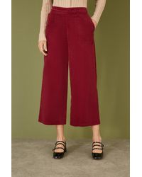 Yumi' - Cord Cropped Wide Leg Trousers With Pockets - Lyst
