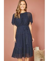 Yumi' - Dot Print Mesh Stretch Midi Skater Dress - Lyst