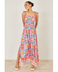 Yumi' - Multicolour Ikat Print Maxi Viscose Sun Dress - Lyst