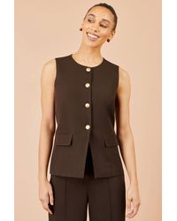 Yumi' - Long Line Button Waistcoat Top - Lyst