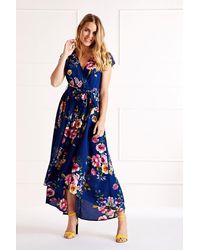 Mela - Floral Wrap Over Dipped Hem Midi Dress - Lyst