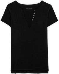 Zadig & Voltaire - Tuni Diamante Wings Henley T-shirt - Lyst