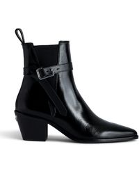 Zadig & Voltaire - Tyler Buckle-embellished Leather Ankle Boots - Lyst