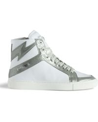 Zadig & Voltaire - La Flash Bolt-panel High-top Leather Trainers - Lyst