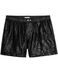 Zadig & Voltaire - Pax Crinkled Leather Shorts - Lyst