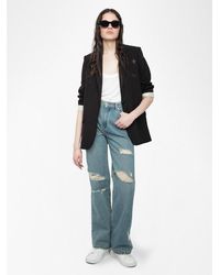 Zadig & Voltaire - Elio Distressed Straight Leg Jeans - Lyst
